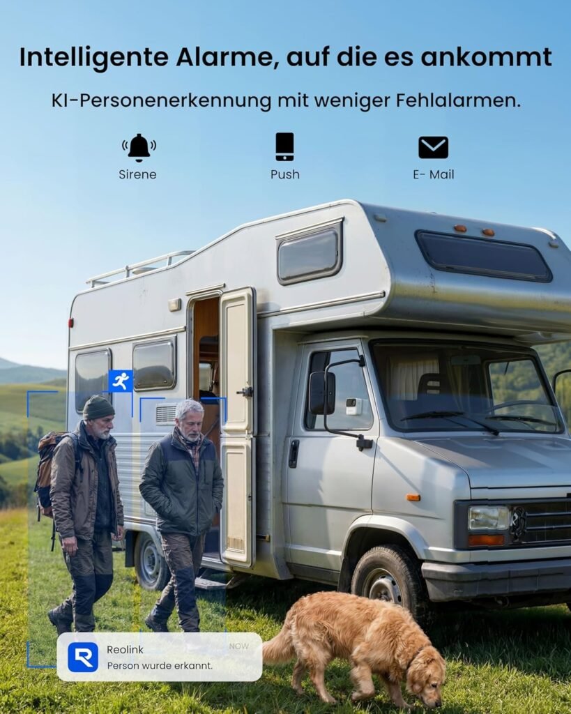 Herstellergrafik zur Erkennung von Personen und Tieren durch die Reolink MagiCam